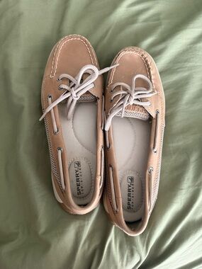 Sperry Women's Light Tan/Mesh Boat Moccasins